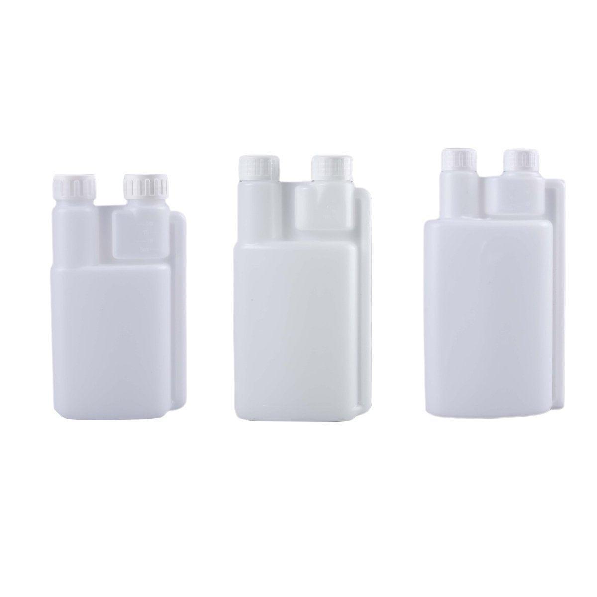 250-1000ml Plastic Twin Chamber Bottle with Tamper Evident Cap for Chemical Liquids - 10Pcs 500ml.