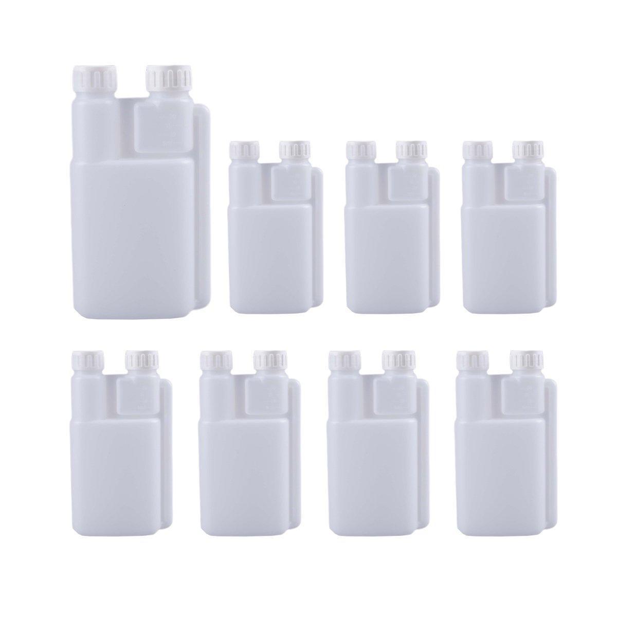 250-1000ml Plastic Twin Chamber Bottle with Tamper Evident Cap for Chemical Liquids - 10Pcs 500ml.