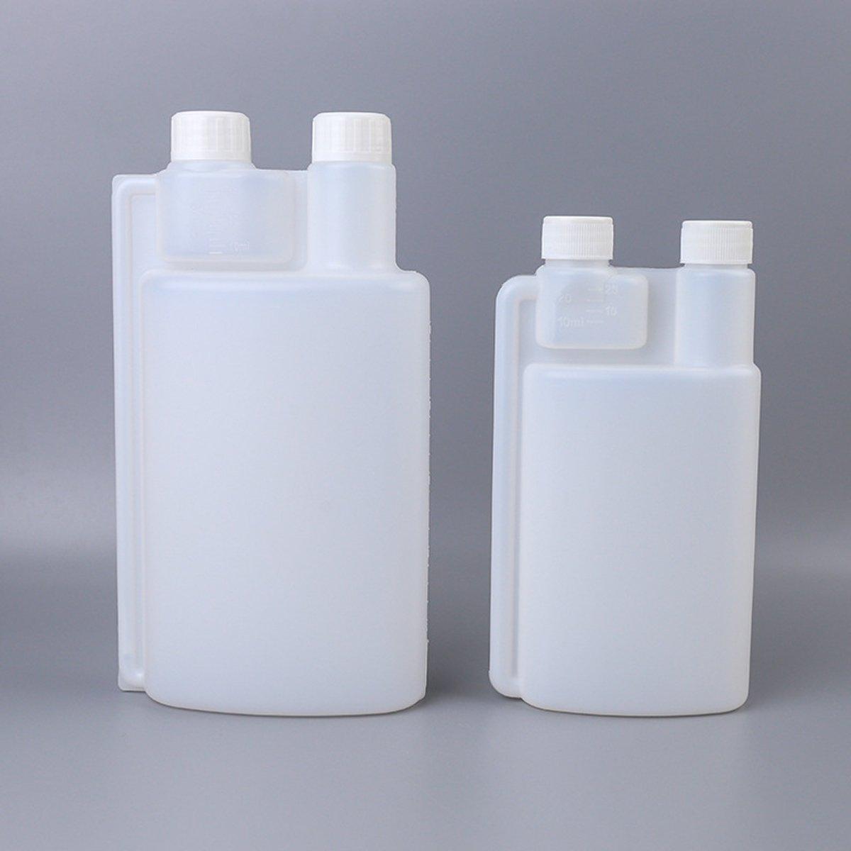 250-1000ml Plastic Twin Chamber Bottle with Tamper Evident Cap for Chemical Liquids - 8Pcs 250ml.