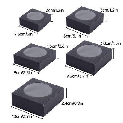 50PCS Handmade Soap Paper Box Round Window Kraft Black White Candy Biscuit Box - Black-50pcs 10*10*2.4CM.