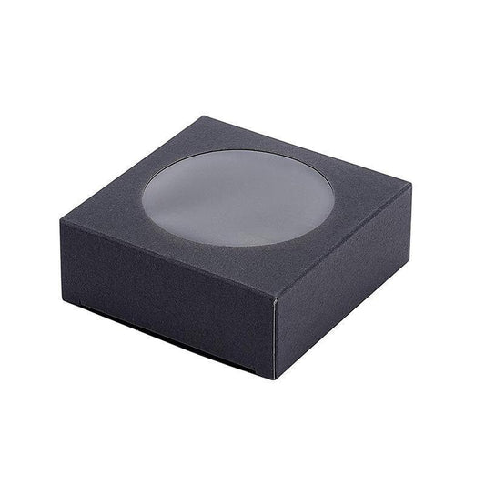 50PCS Handmade Soap Paper Box Round Window Kraft Black White Candy Biscuit Box - Black-50pcs 9*9*1.5CM.