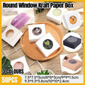 50PCS Handmade Soap Paper Box Round Window Kraft Black White Candy Biscuit Box - Khaki-50pcs 10*10*2.4CM.