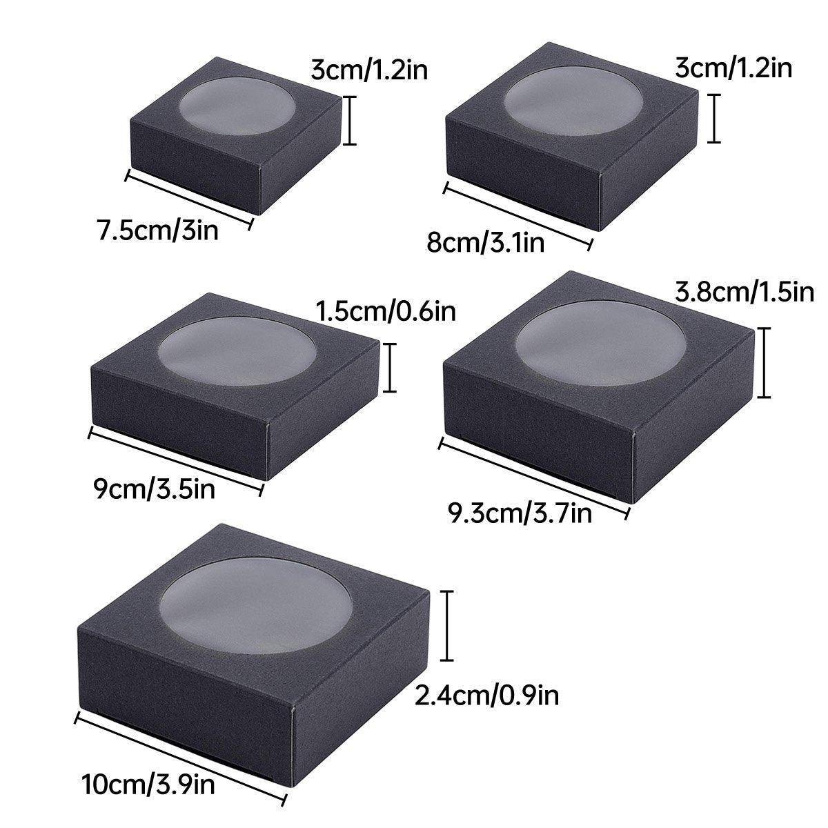 50PCS Handmade Soap Paper Box Round Window Kraft Black White Candy Biscuit Box - Khaki-50pcs 10*10*2.4CM.