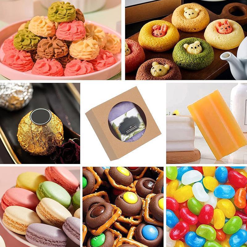 50PCS Handmade Soap Paper Box Round Window Kraft Black White Candy Biscuit Box - Khaki-50pcs 10*10*2.4CM.