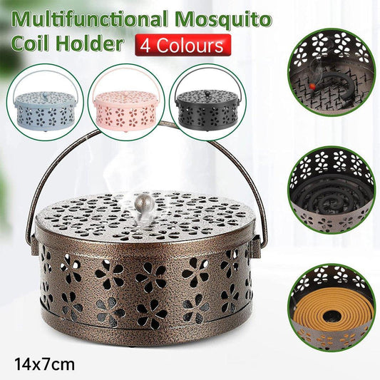 Iron Mosquito Incense Box Fireproof Tray Stand Indoor Household Incense Holder - Blue.