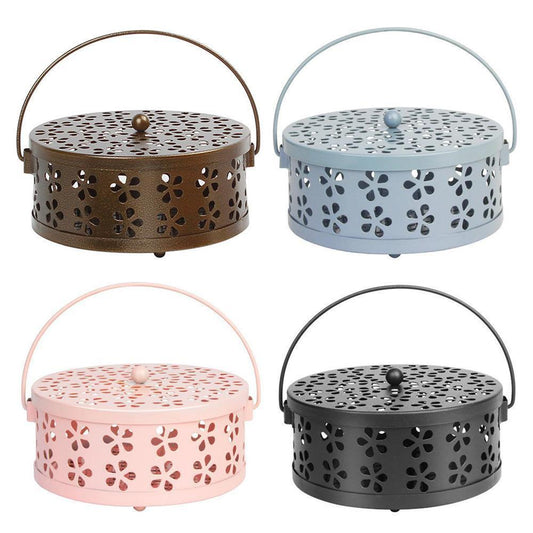 Iron Mosquito Incense Box Fireproof Tray Stand Indoor Household Incense Holder - Blue.