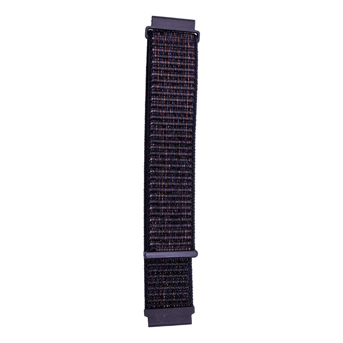 20mm Nylon Braided Sport Loop Velcro Watch Band Strap Compatible Replacement - Black