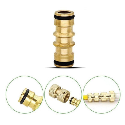 Brass Garden Hose Connector Fitting Double End Quick Joiner for 12mm Pipe Repair.