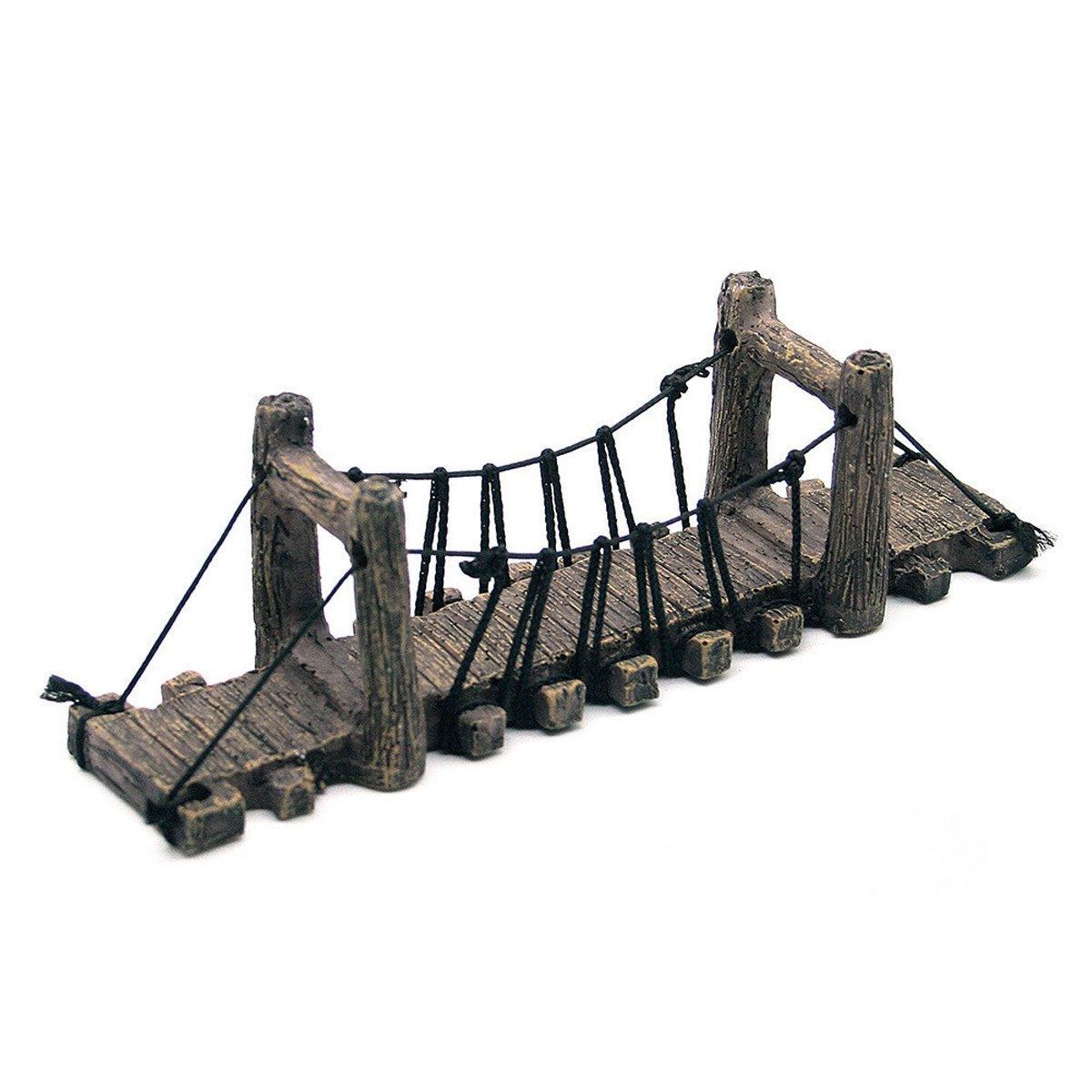 Resin Bridge Aquarium Decoration Fish Tank Accessories Shrimp Tortoise Climbing - Bent Rope Bridge-S