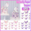 10Pcs Butterfly Paper Toppers Happy Birthday Cake & Festival Theme Decor - Purple Stripe