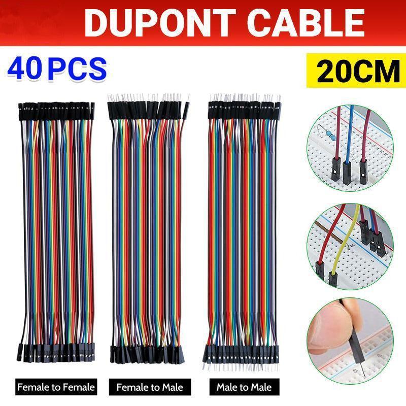 40PCS Dupont Cable 20cm Jumper Wire for Arduino RPi breadboard - Male to Male 20CM.