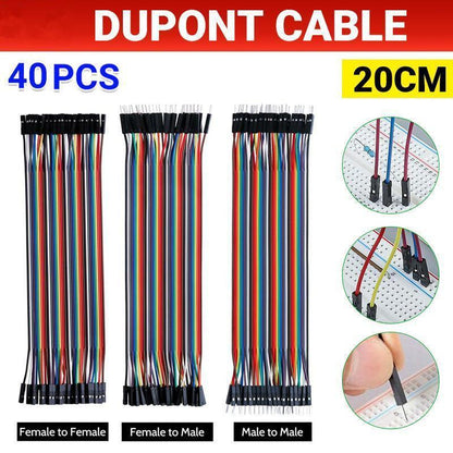 40PCS Dupont Cable 20cm Jumper Wire for Arduino RPi breadboard - Male to Male 20CM.