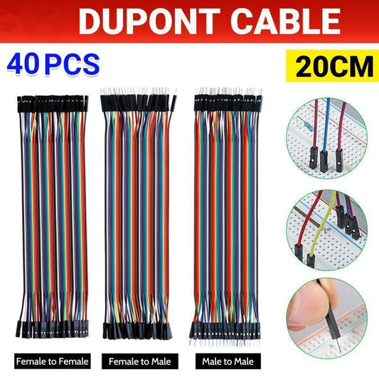 40PCS Dupont Cable 20cm Jumper Wire for Arduino RPi breadboard - Male to Male 20CM.