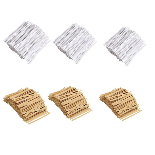 1000pcs Paper Tie Tape Wire 8/10/15cm for Baking Packing Bag Sealing Supplies - White-8cm.