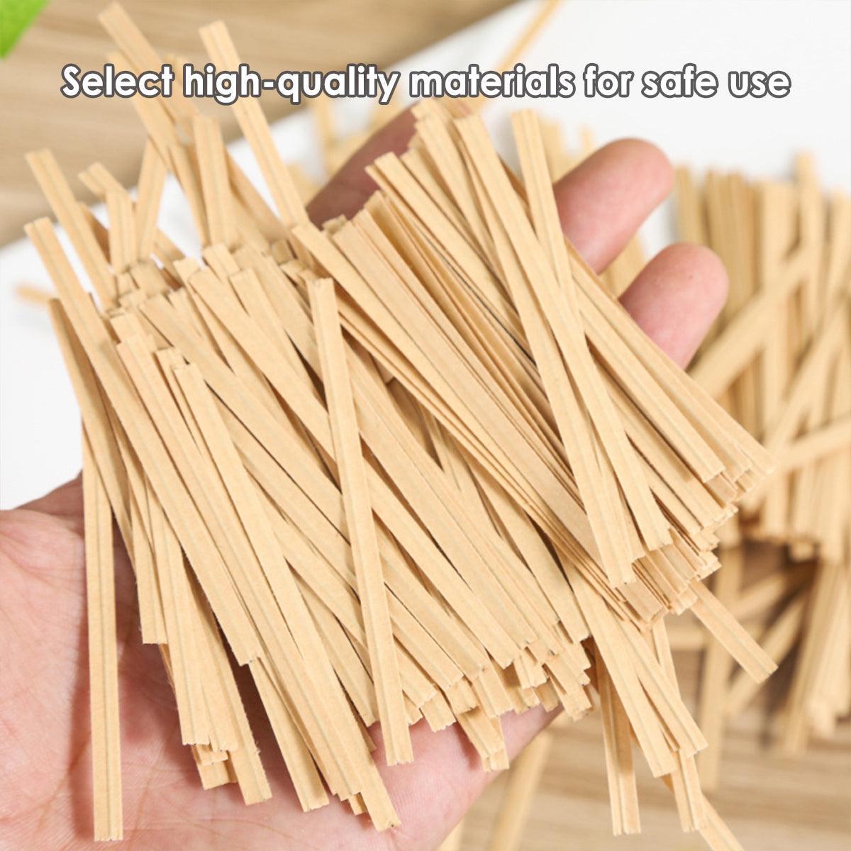 1000pcs Paper Tie Tape Wire 8/10/15cm for Baking Packing Bag Sealing Supplies - White-8cm.