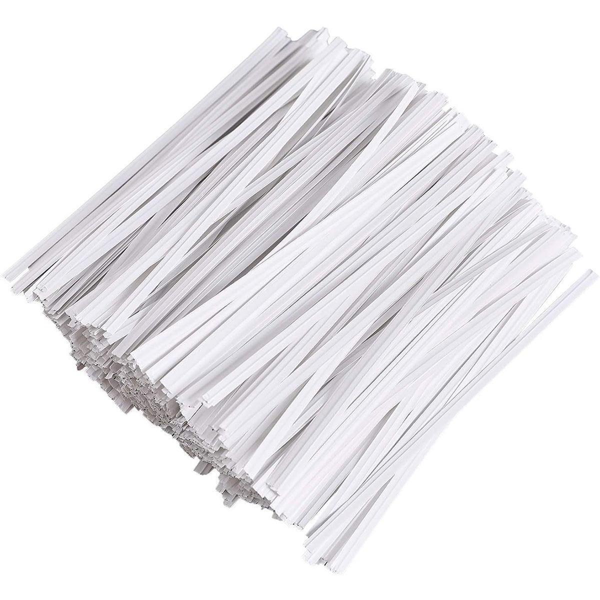 1000pcs Paper Tie Tape Wire 8/10/15cm for Baking Packing Bag Sealing Supplies - White-8cm.