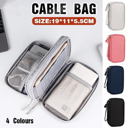 Electronic Accessories Cable Bag Organizer Travel Pouch Storage Cases Charger - Navy.