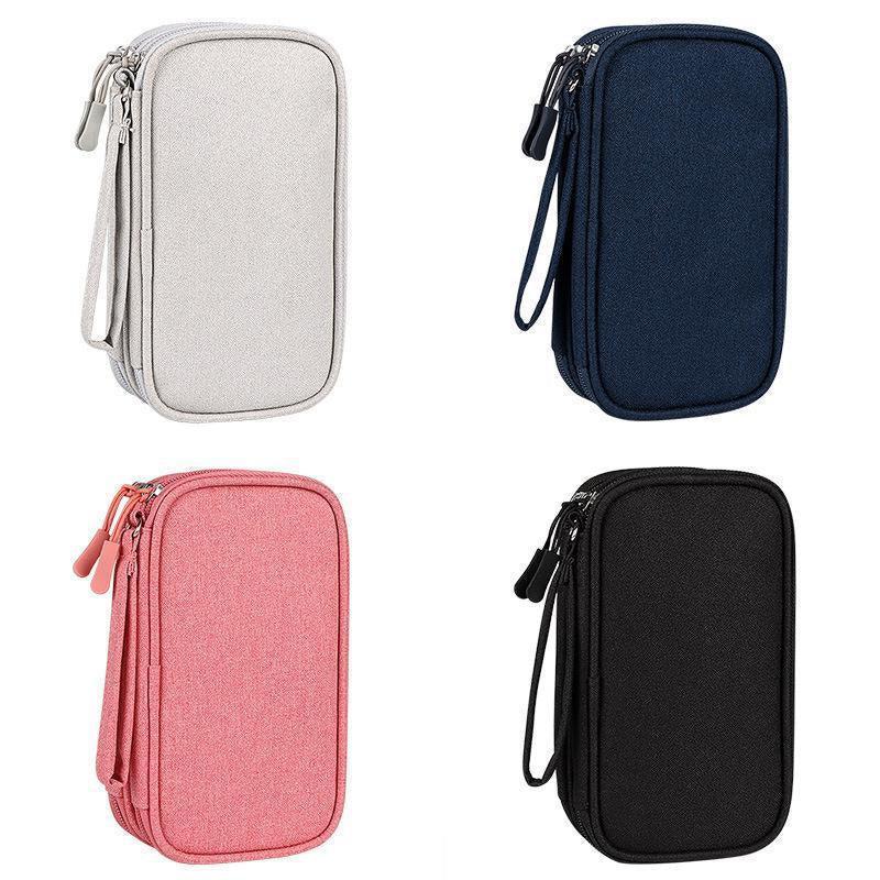 Electronic Accessories Cable Bag Organizer Travel Pouch Storage Cases Charger - Navy.