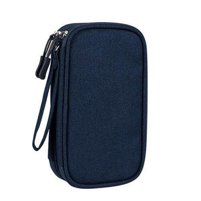 Electronic Accessories Cable Bag Organizer Travel Pouch Storage Cases Charger - Navy.