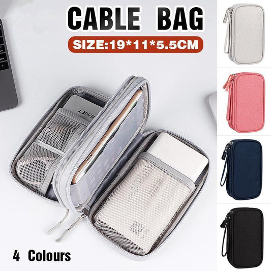 Electronic Accessories Cable Bag Organizer Travel Pouch Storage Cases Charger - Pink.