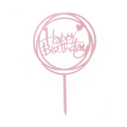 Happy Birthday Acrylic Cake Topper Cake Decoration Golden Silver Party - Silver-Crown