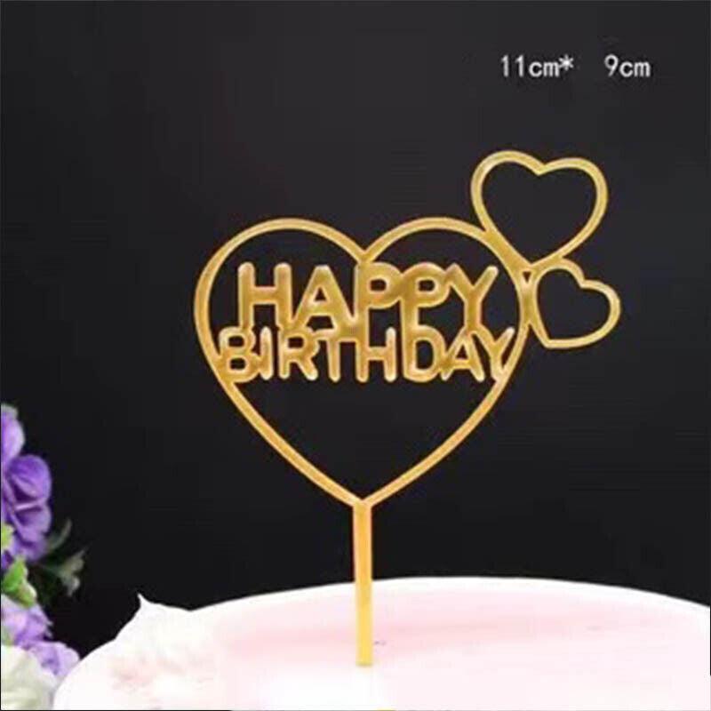 Happy Birthday Acrylic Cake Topper Cake Decoration Golden Silver Party - Silver-Crown