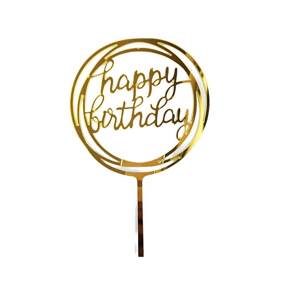 Happy Birthday Acrylic Cake Topper Cake Decoration Golden Silver Party - Silver-Crown
