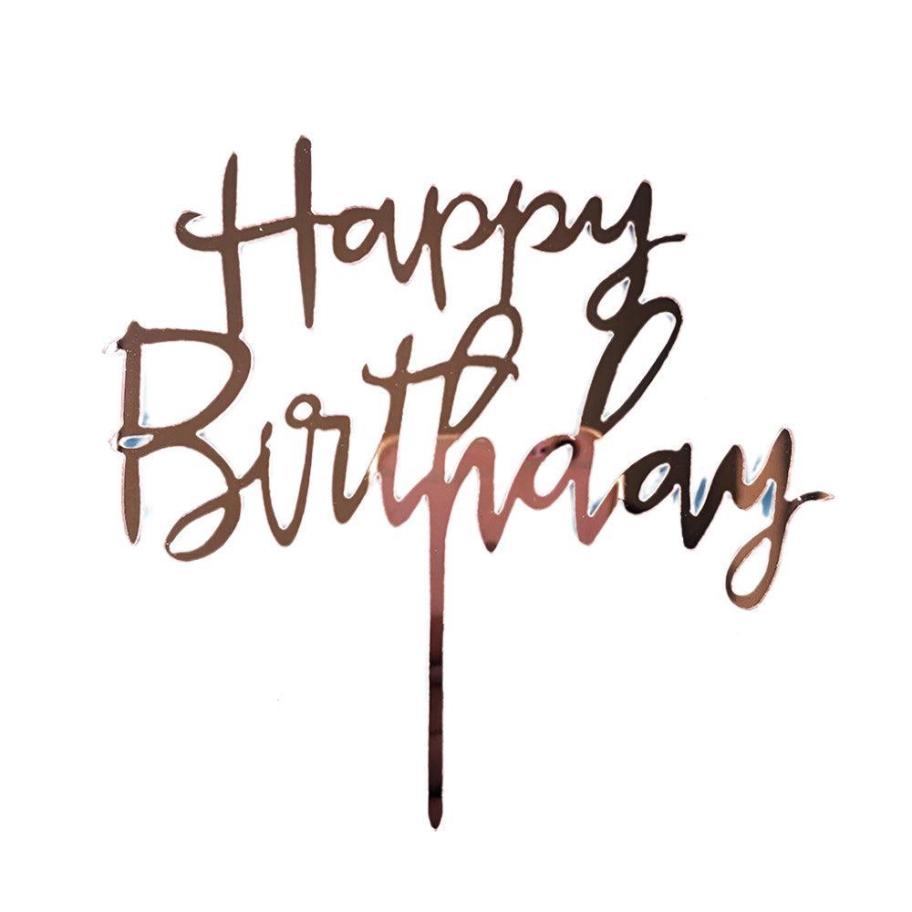 Happy Birthday Acrylic Cake Topper Cake Decoration Golden Silver Party - Silver-Crown