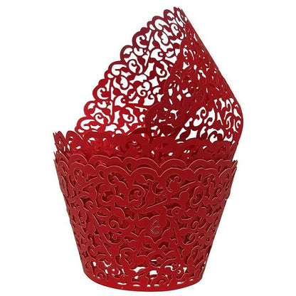 25pcs Laser Cut Cupcake Wrappers Wedding Party Baking Decorations in 8 Colours - Black