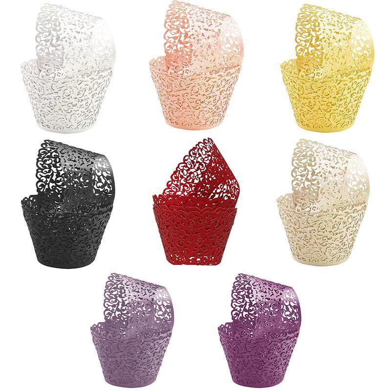 25pcs Laser Cut Cupcake Wrappers Wedding Party Baking Decorations in 8 Colours - Light Purple