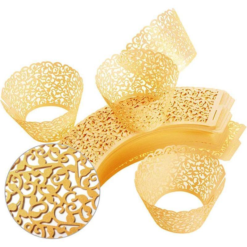 25pcs Laser Cut Cupcake Wrappers Wedding Party Baking Decorations in 8 Colours - Light Purple