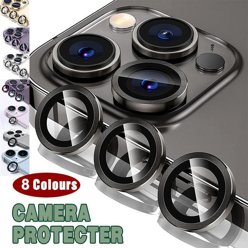 For iPhone 14/14 Plus Metal Camera Lens Glass Screen Protector - Blue.