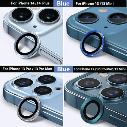 For iPhone 14/14 Plus Metal Camera Lens Glass Screen Protector - Blue.