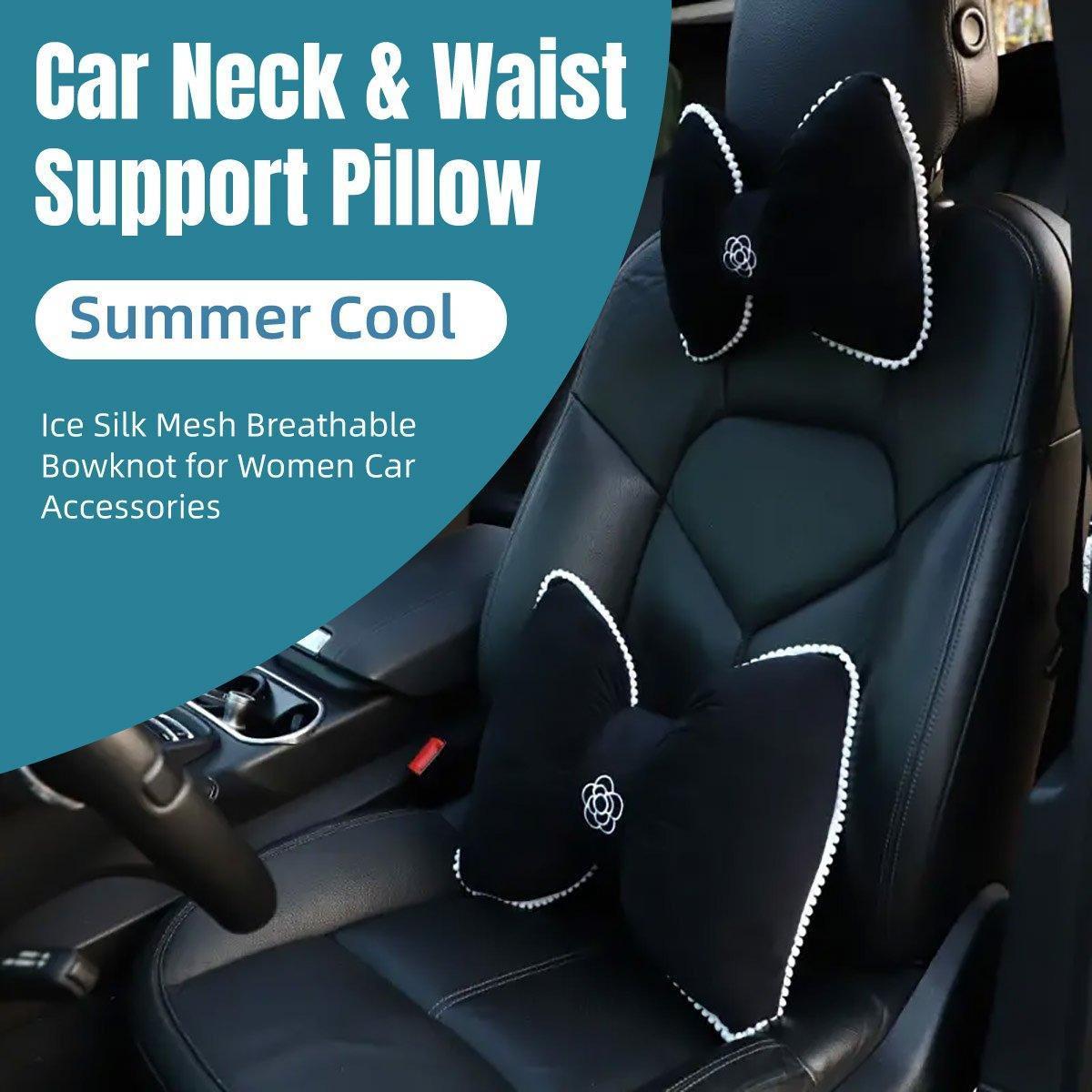 Black Bowknot Neck Pillow Plush Bow Tie Soft Plush Car Headrest Waist Support - Headrest.