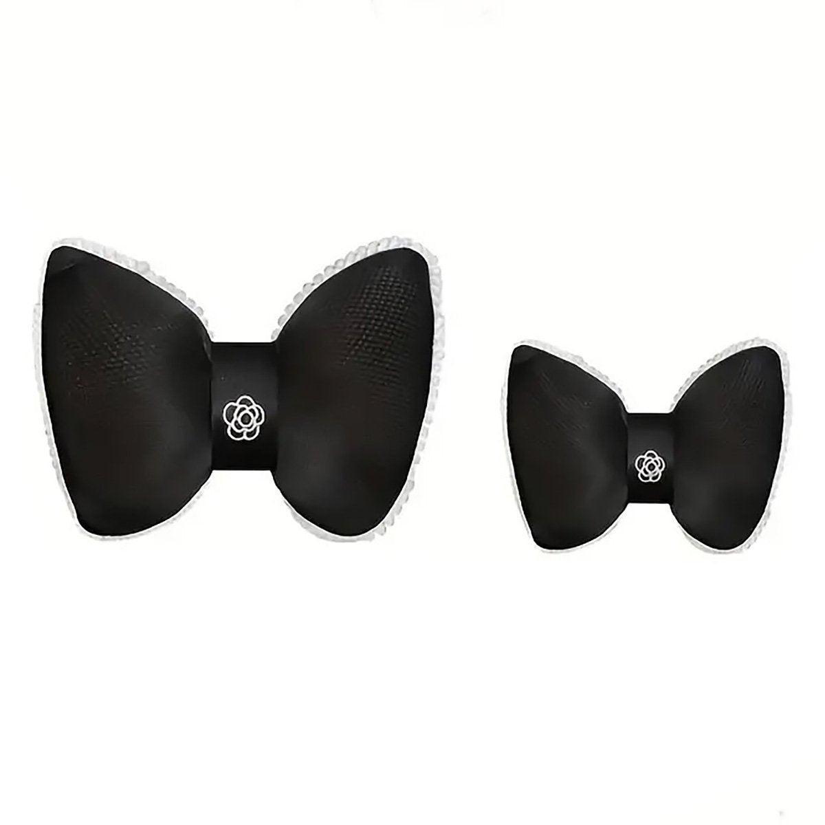 Black Bowknot Neck Pillow Plush Bow Tie Soft Plush Car Headrest Waist Support - Headrest.