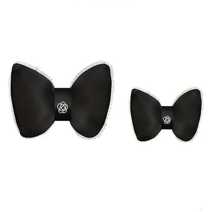 Black Bowknot Neck Pillow Plush Bow Tie Soft Plush Car Headrest Waist Support - Headrest.