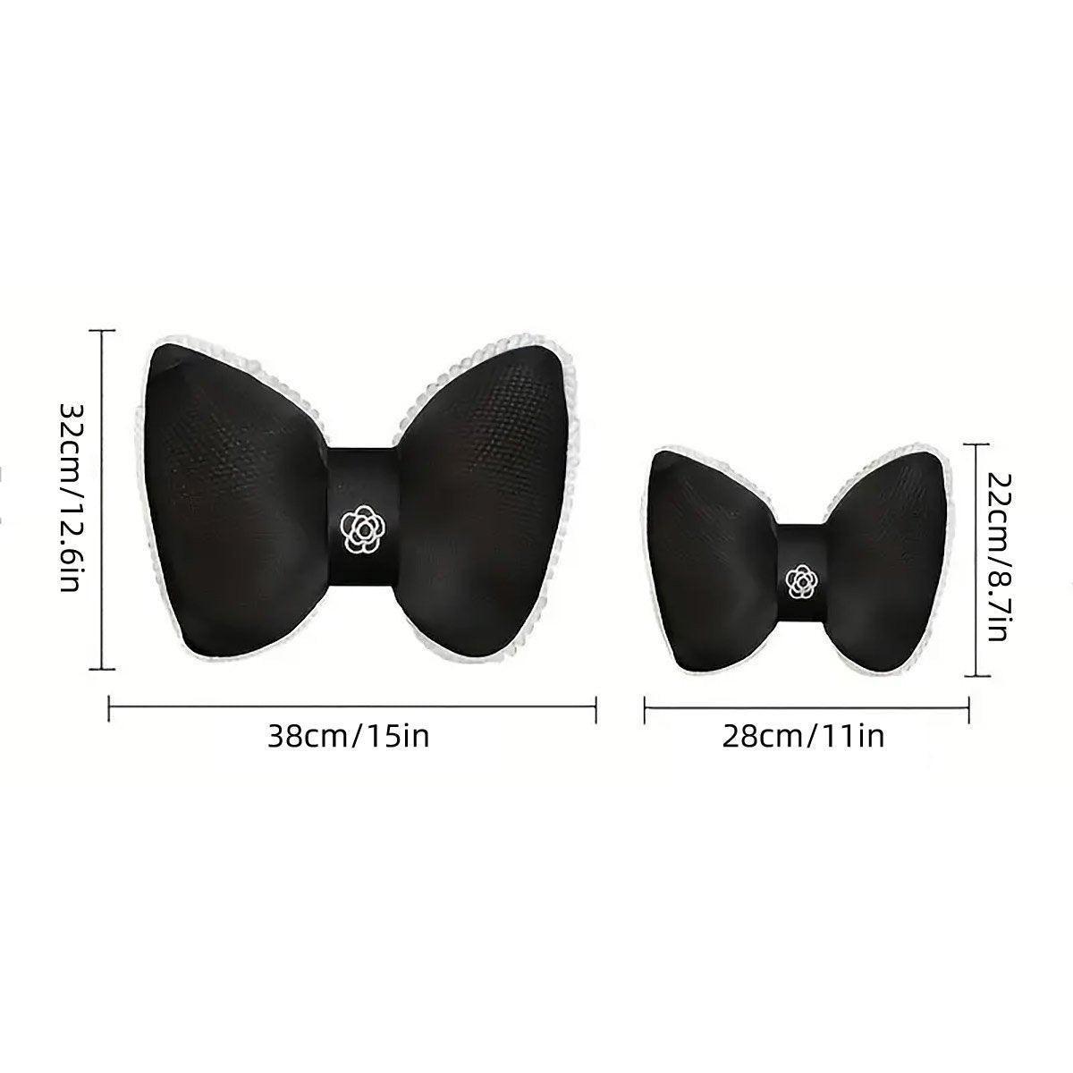 Black Bowknot Neck Pillow Plush Bow Tie Soft Plush Car Headrest Waist Support - Headrest.