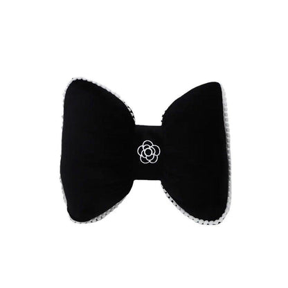 Black Bowknot Neck Pillow Plush Bow Tie Soft Plush Car Headrest Waist Support - Headrest.