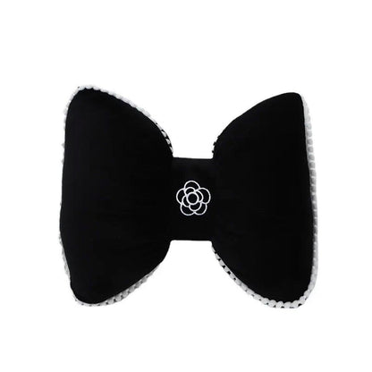 Black Bowknot Neck Pillow Plush Bow Tie Soft Plush Car Headrest Waist Support - Headrest.