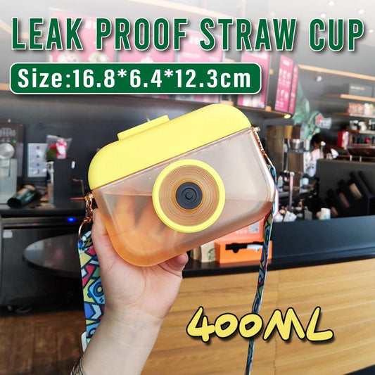Plastic Camera Straw Mug Backpack Leak Proof Outdoor Travel Mug Hiking Camping.