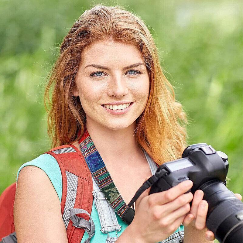 Camera Strap Compatible With Sony Nikon Olympus Dslr Canon Vintage Shoulder Neck - Red.