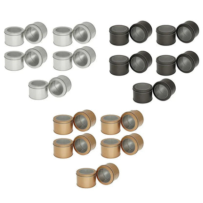 10pcs Open Window Cake Tin Box Bakery Biscuit Packaging Storage Tin Box Set - Gold