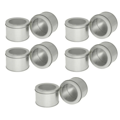 10pcs Open Window Cake Tin Box Bakery Biscuit Packaging Storage Tin Box Set - Sliver
