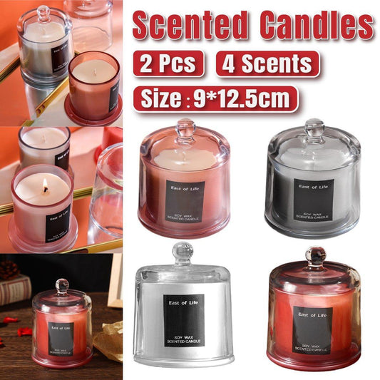 2Pcs Smokeless Glass Aromatherapy Candles Scented Gift Set for Relaxation - Freesia.