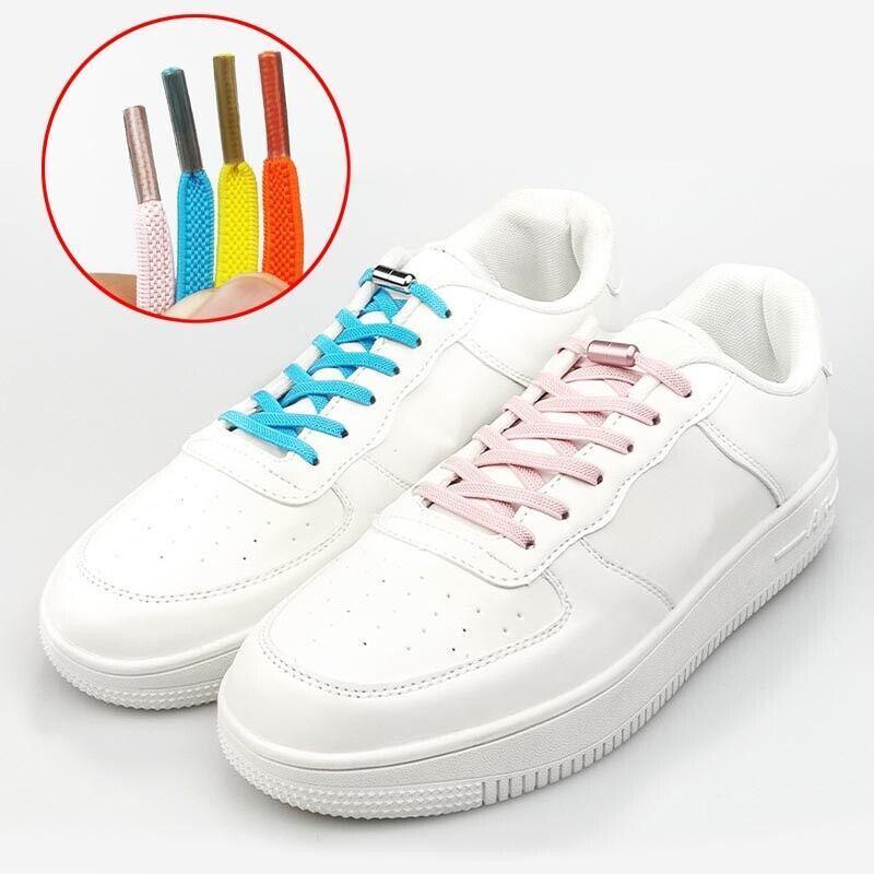 No Tie Locked Elastic Shoelace Shoe Lace Lazy Laces Sports Sneakers - Grey