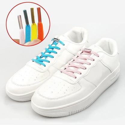 No Tie Locked Elastic Shoelace Shoe Lace Lazy Laces Sports Sneakers - Grey