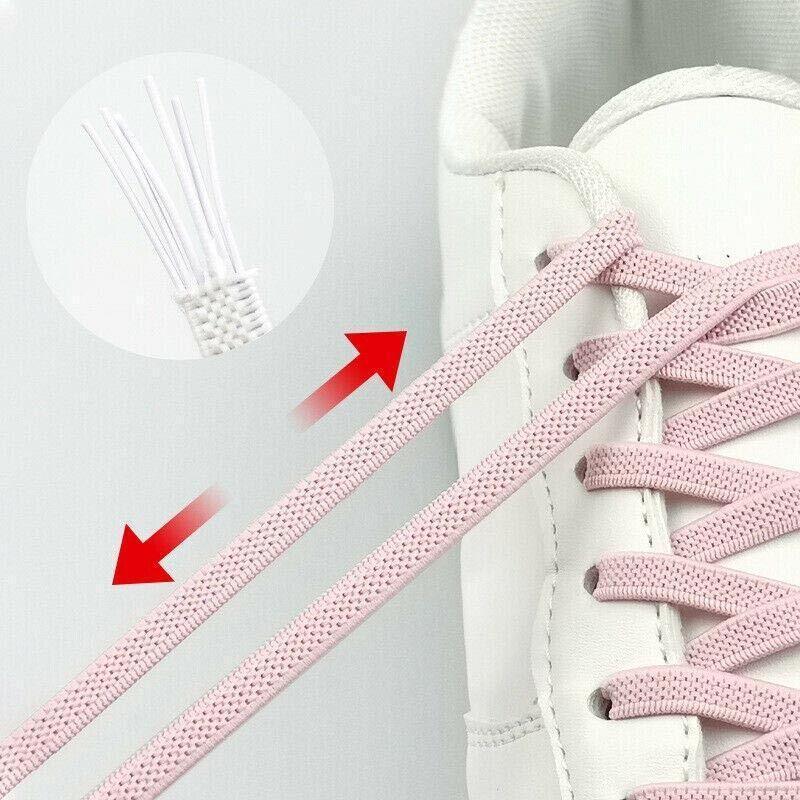 No Tie Locked Elastic Shoelace Shoe Lace Lazy Laces Sports Sneakers - Grey