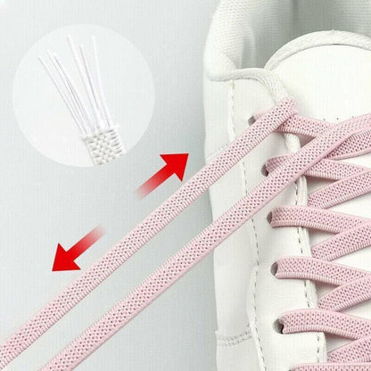 No Tie Locked Elastic Shoelace Shoe Lace Lazy Laces Sports Sneakers - Grey