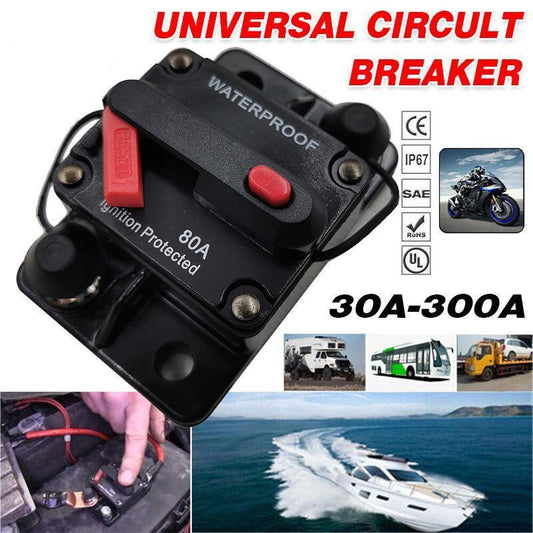 Waterproof Car Circuit Breaker Fuse Reset 30-300A AMP 12V-48V DC Car Boat IP67 - 60A.