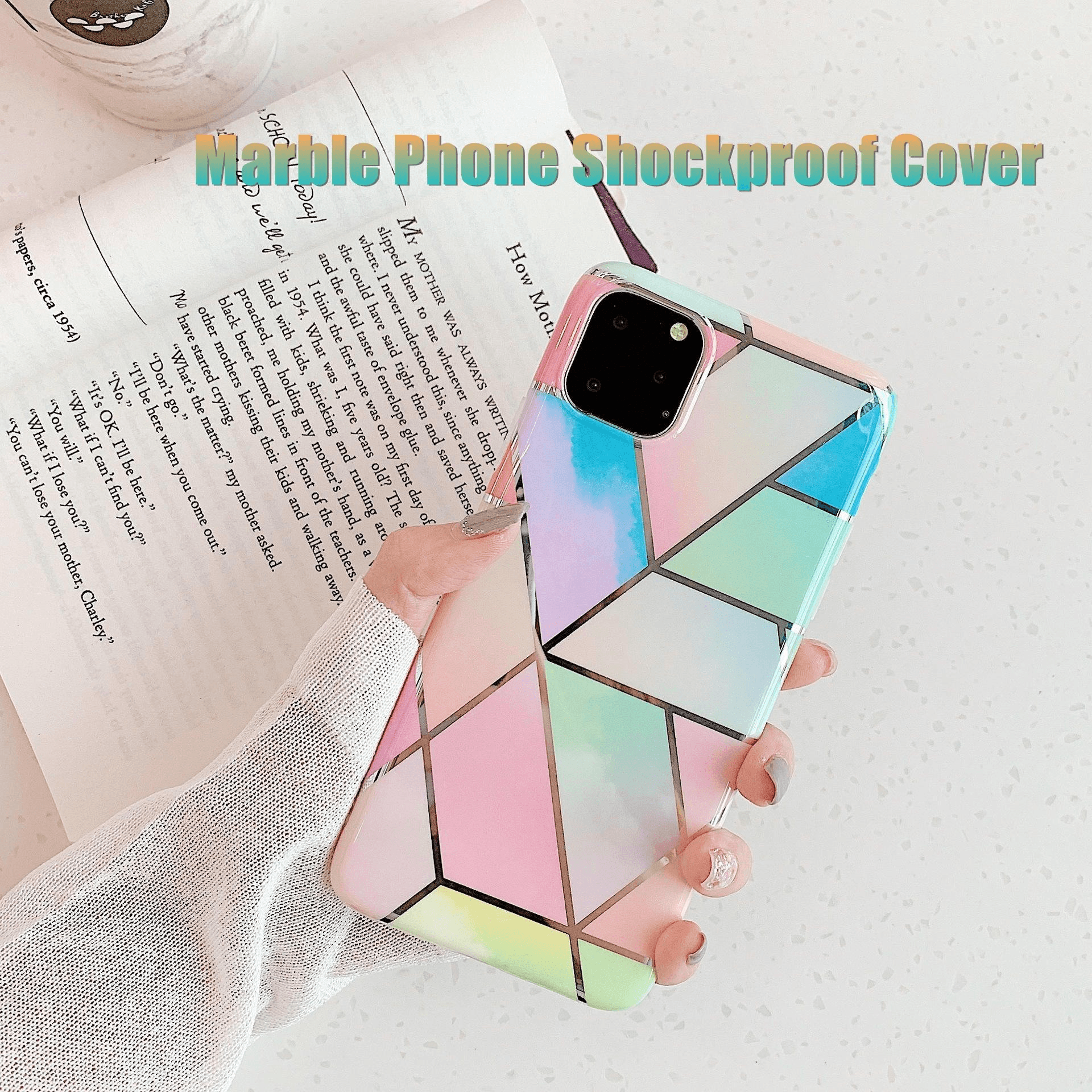 Rainbow Case for iPhone 14 13 12 11 Pro Max XR XS Marble Phone Shockproof Cover Silicone - For iphone 12Mini.